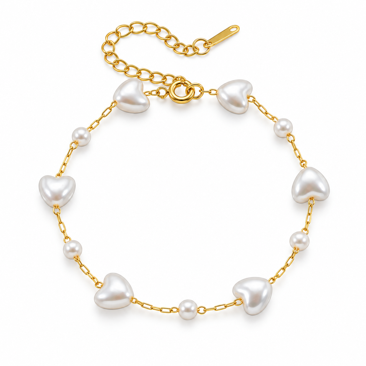 Romina Pearl Heart Bracelet - Gold