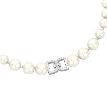 DD Parel Choker met Diamanten - Zilver