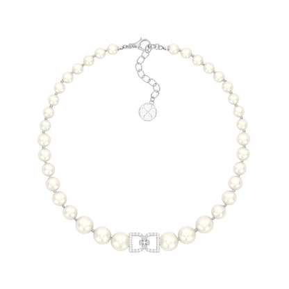 DD Parel Choker met Diamanten - Zilver