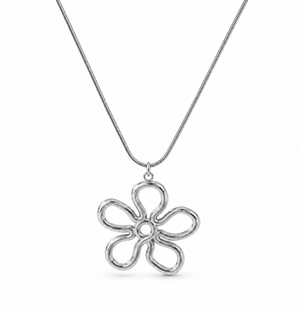 Avela Flower Necklace – Silver