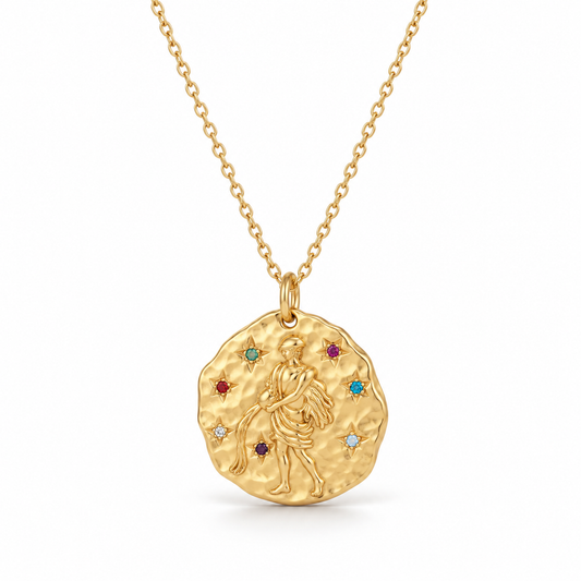 Celestia Zodiac Necklace - Gold / Aquarius
