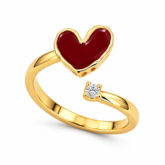Bianca Hjerte Ring - Guld / Rød