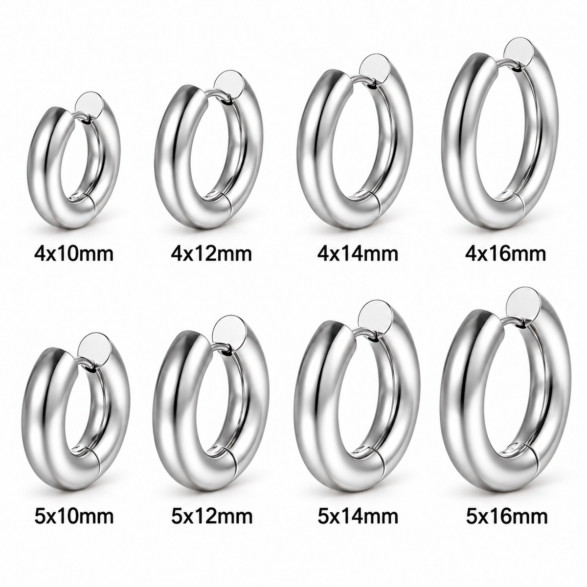 Classic Round Hoop Earrings - Silver