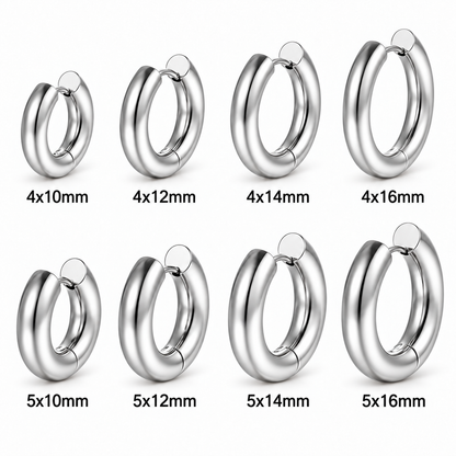 Classic Round Hoop Earrings - Silver