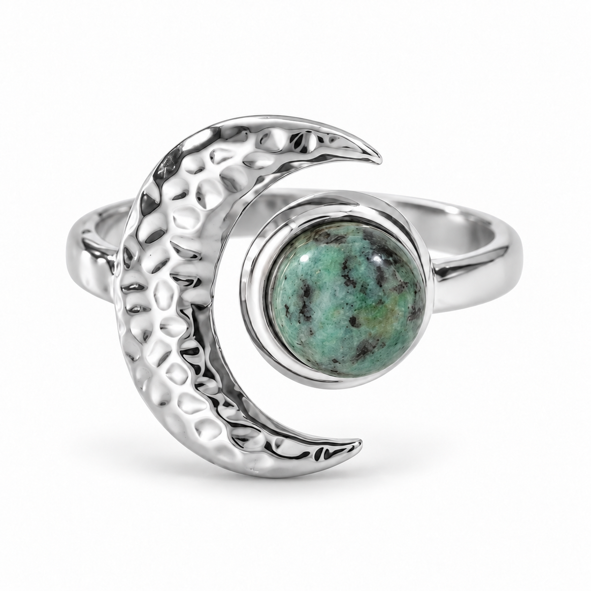 Selene Moon Ring - Silver/Green