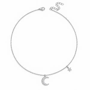 Odelia Moon Necklace - Silver