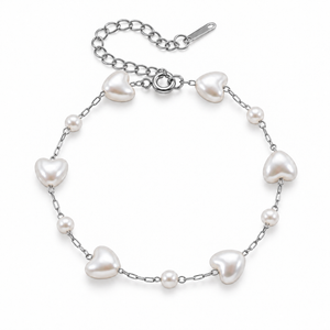 Romina Perle Hjerte Armbånd - Sølv