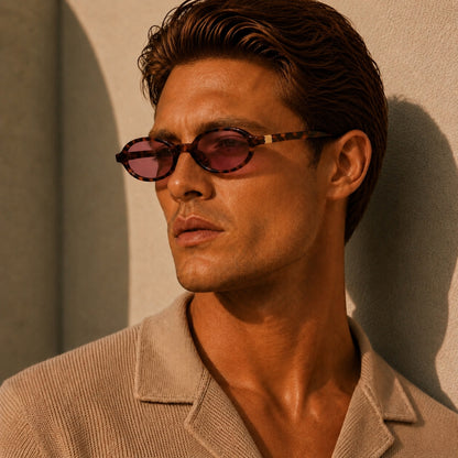 Adrien Solbrille - Leopard Lilla